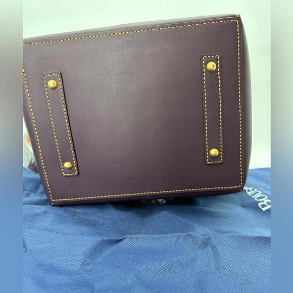Dooney & Bourke Marlowe Drawstring Emerson Leather Bucket Shoulder Bag Plum Wine - Picture 8 of 9